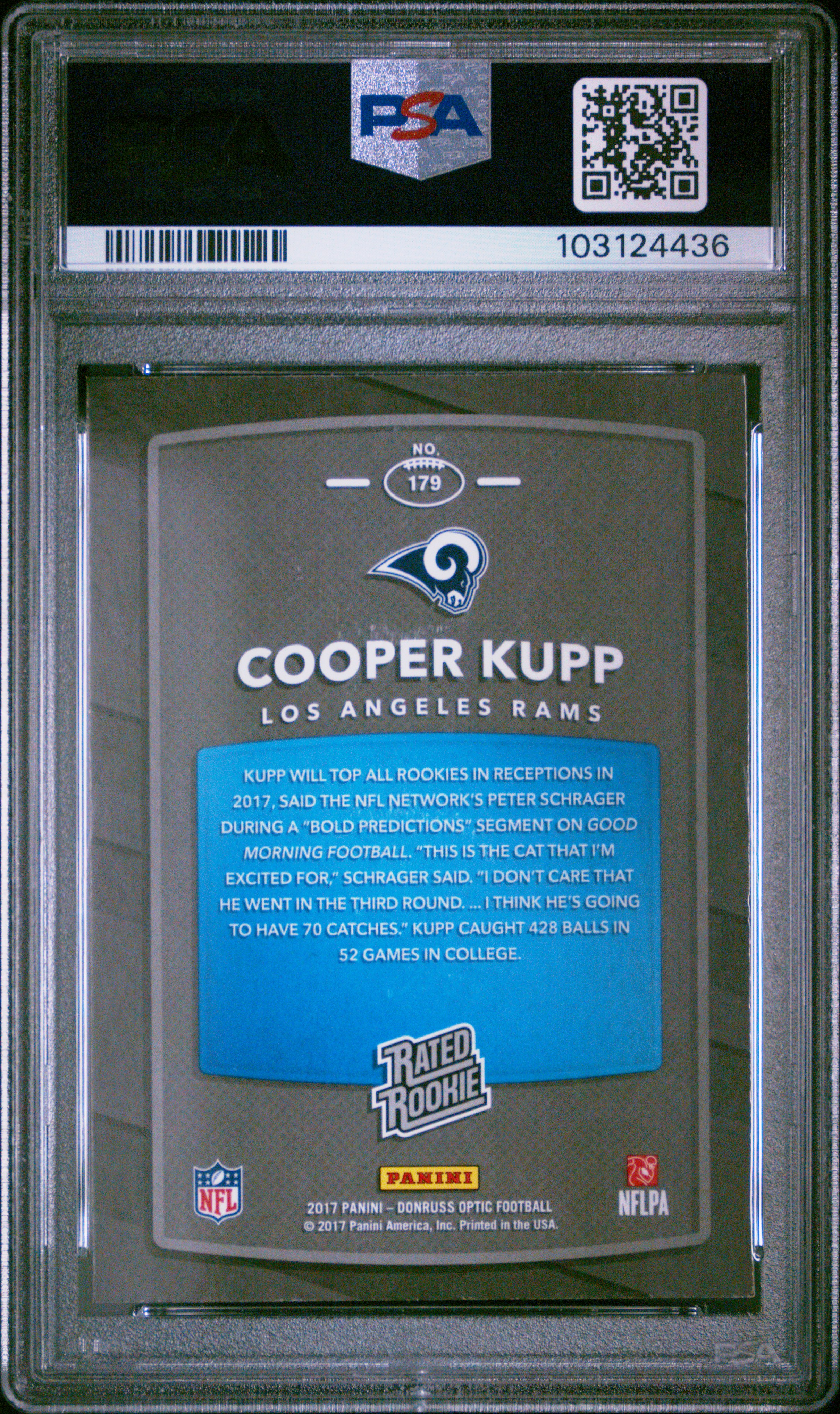 2017 Panini Donruss Optic Cooper Kupp #179 Gem Mt 10 back