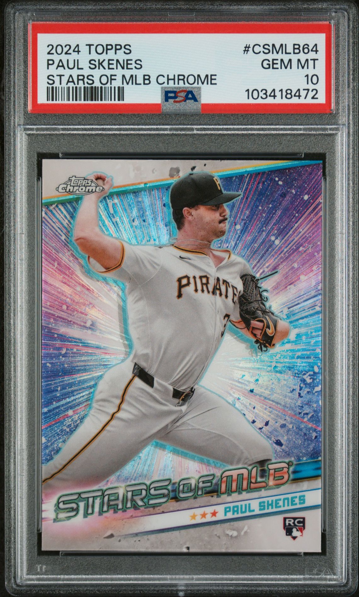 2024 Topps Stars Of Mlb Chrome Paul Skenes #Csmlb64 (Update) Gem Mt 10 front