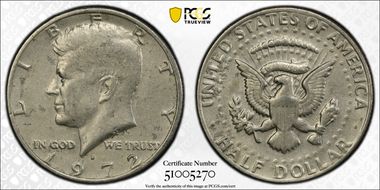 1972-D 50C No "FG" FS-901 AU50