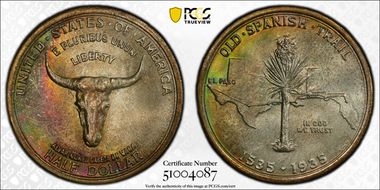 1935 50C Spanish Trail MS67+ 