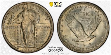 1917-D 25C Type 2 MS65