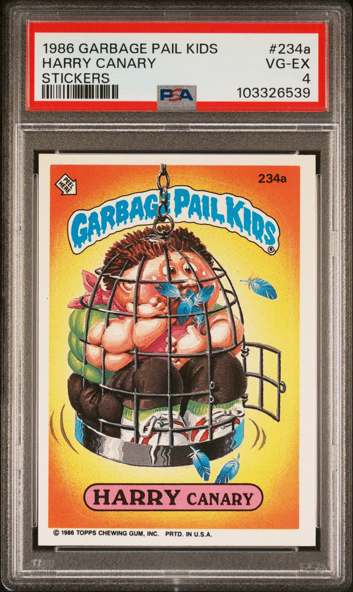 1986 Topps GARBAGE PAIL KIDS STICKERS #234A Harry Canary front