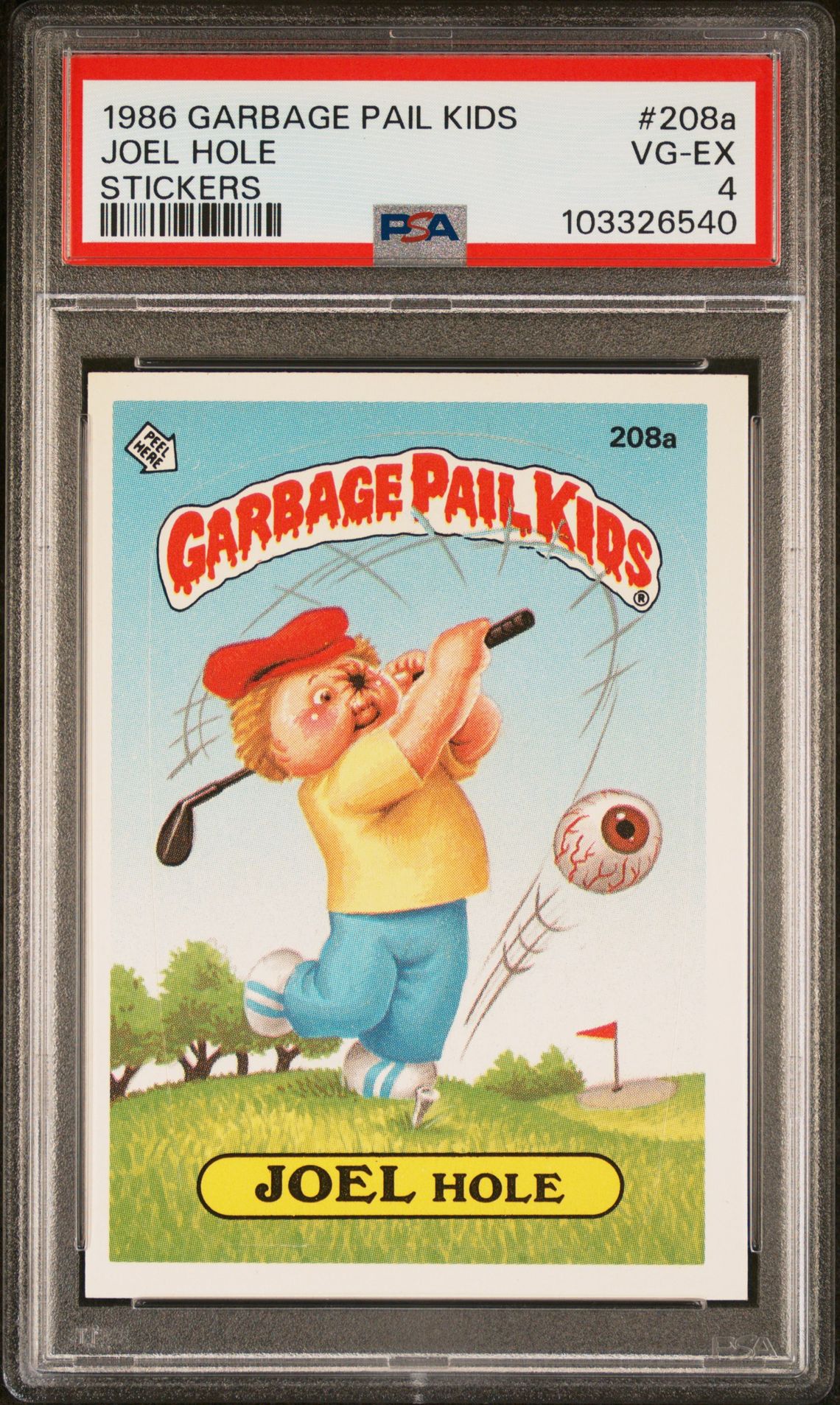 1986 Topps GARBAGE PAIL KIDS STICKERS #208A Joel Hole front