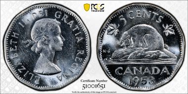 1953 5C Strap, Near Leaf MS62