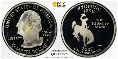 2007-S 25C Wyoming Silver PR69DCAM