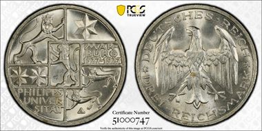 1927-A 3 Mk Marburg J-330 MS65