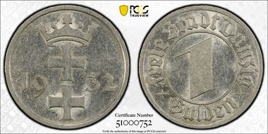 1932 Gulden KM-154 AU55