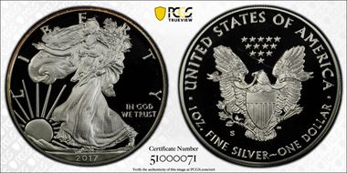2017-S $1 Silver Eagle PR69DCAM