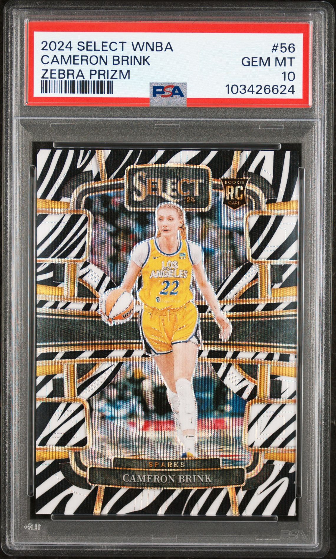 2024 Panini PANINI SELECT WNBA ZEBRA PRIZM #56 Cameron Brink front