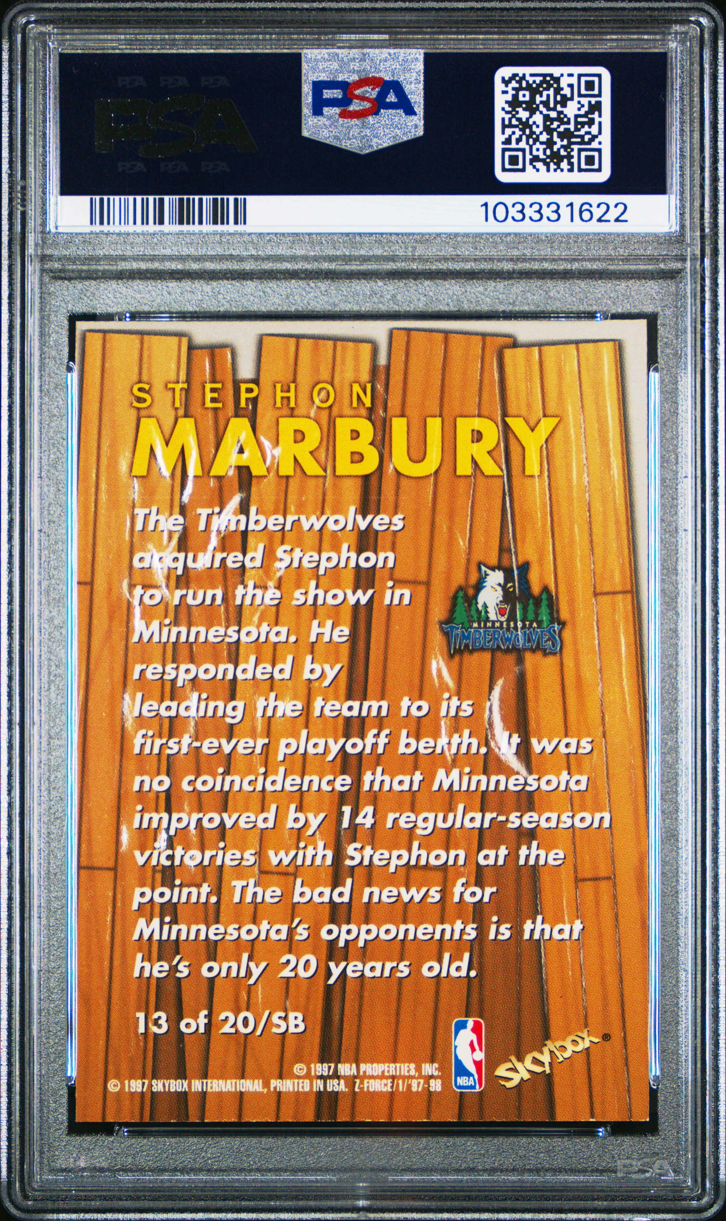 SIR C CARDS COLLECTION 's 1997 Skybox Z-Force Boss Stephon Marbury