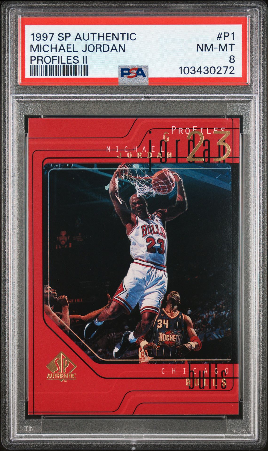 1997 Sp Authentic Profiles Michael Jordan #P1 (Profiles Ii) Nm-Mt 8 front