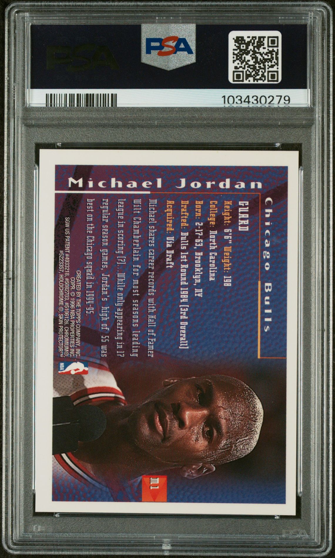 1995 Finest Mystery Michael Jordan #M1 (Mystery-Borderless) Nm 7 back