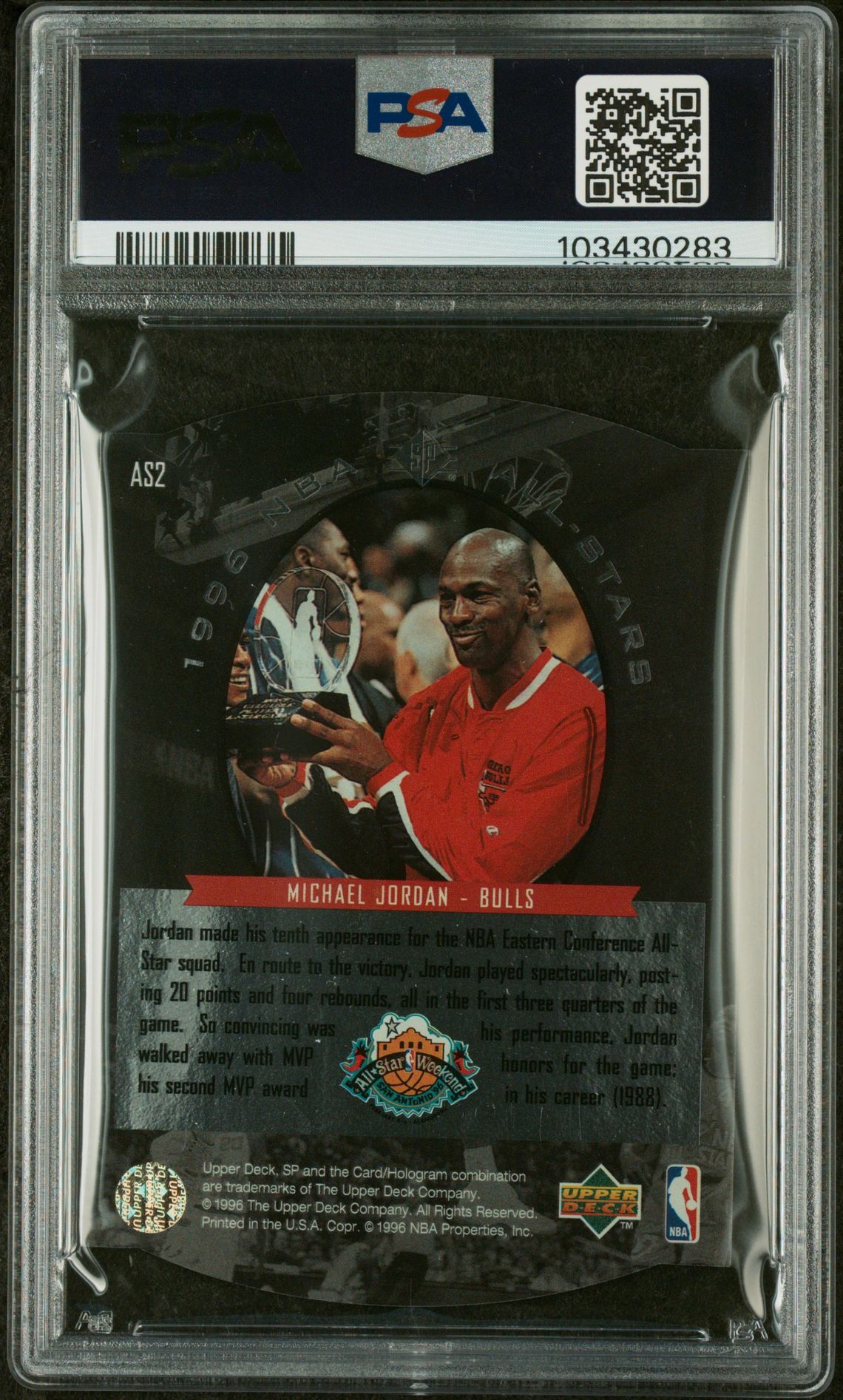 1995 Sp All-Stars Michael Jordan #As2 Mint 9 back