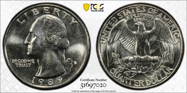 1989-D 25C MS64