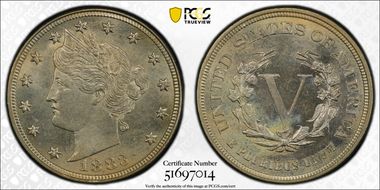 1883 5C No CENTS MS64