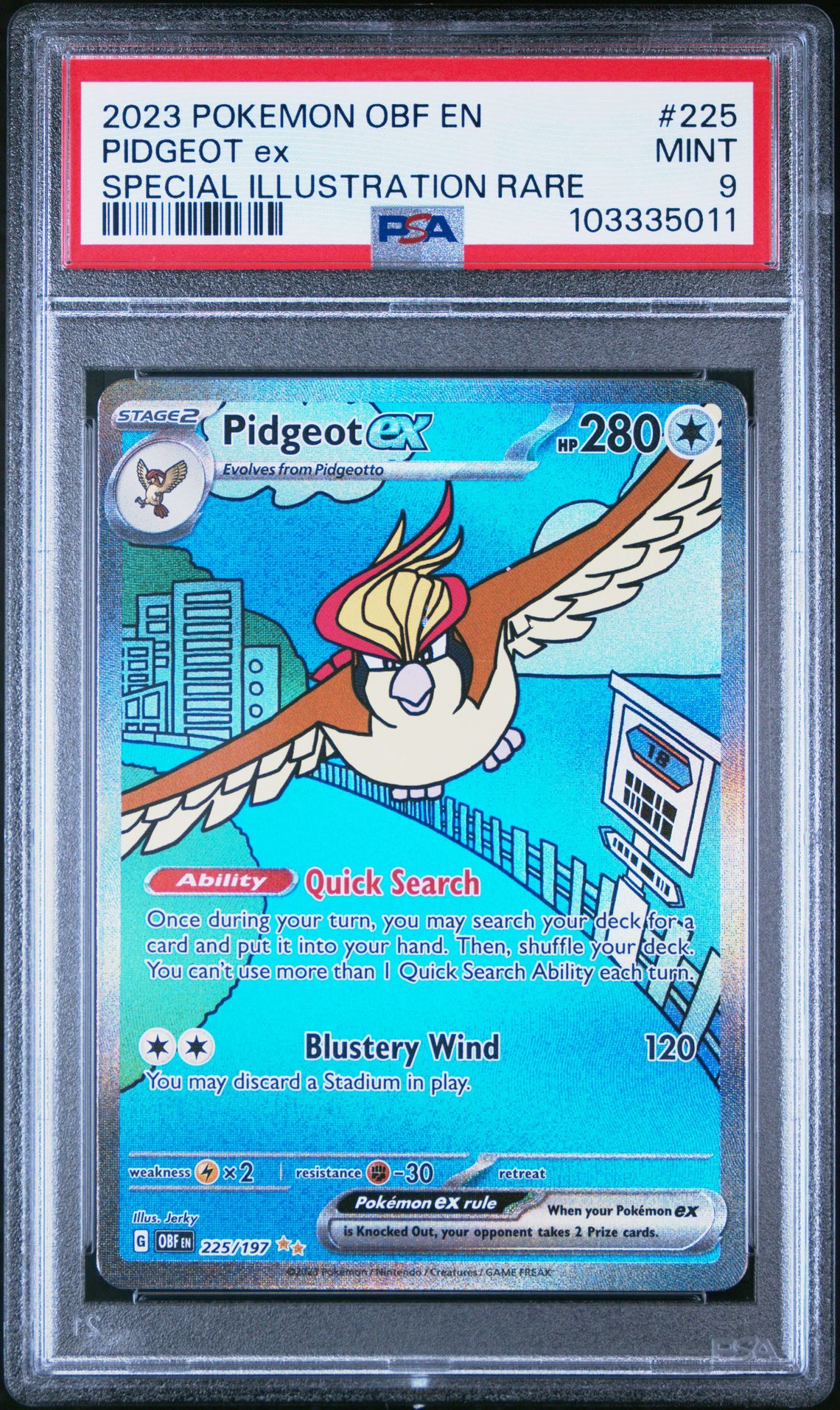 2023 Pokemon Obf En-Obsidian Flames Pidgeot Ex #225 (Special Illustration Rare) Mint 9 front