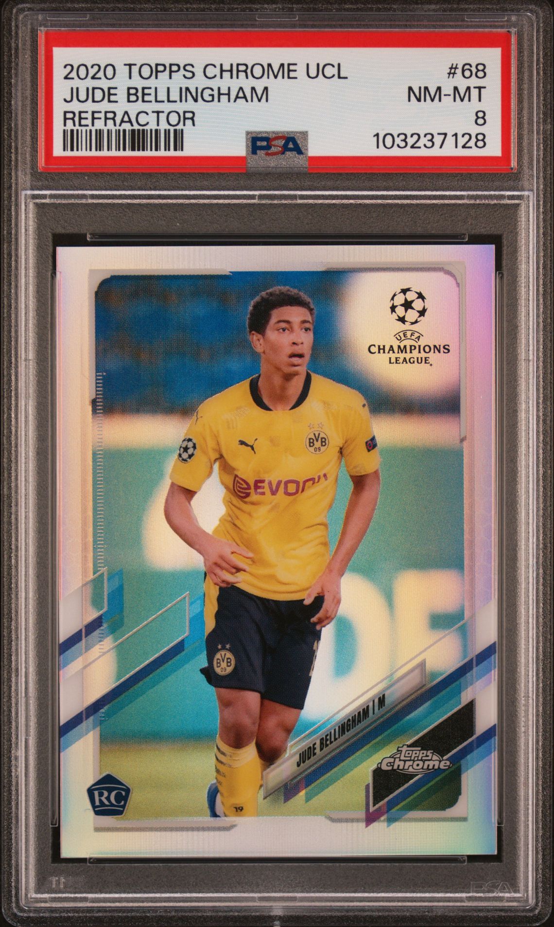 2020 Topps Chrome Uefa Champions League Jude Bellingham #68 (Refractor) Nm-Mt 8 front