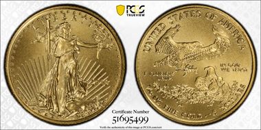 2016 $5 Gold Eagle 30th Anniversary MS70
