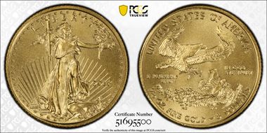 2016 $5 Gold Eagle 30th Anniversary MS69