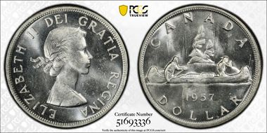 1957 S$1 One Waterline MS65