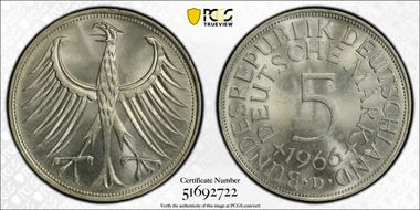 1966-D 5 Mk Regular Issue MS65