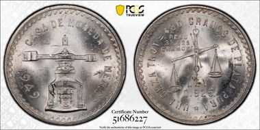 1949-Mo Onza KM-M49a  Ag MS65