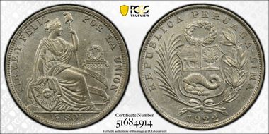 1922 1/2 Sol LIBERTAD incuse, Rev. J.R. AU58