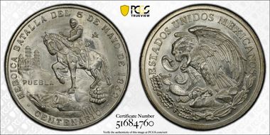 (1962)-Mo Medal Grove-800a Ag Cinco de Mayo MS66