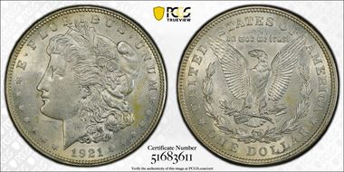 1921 $1 Morgan AU58