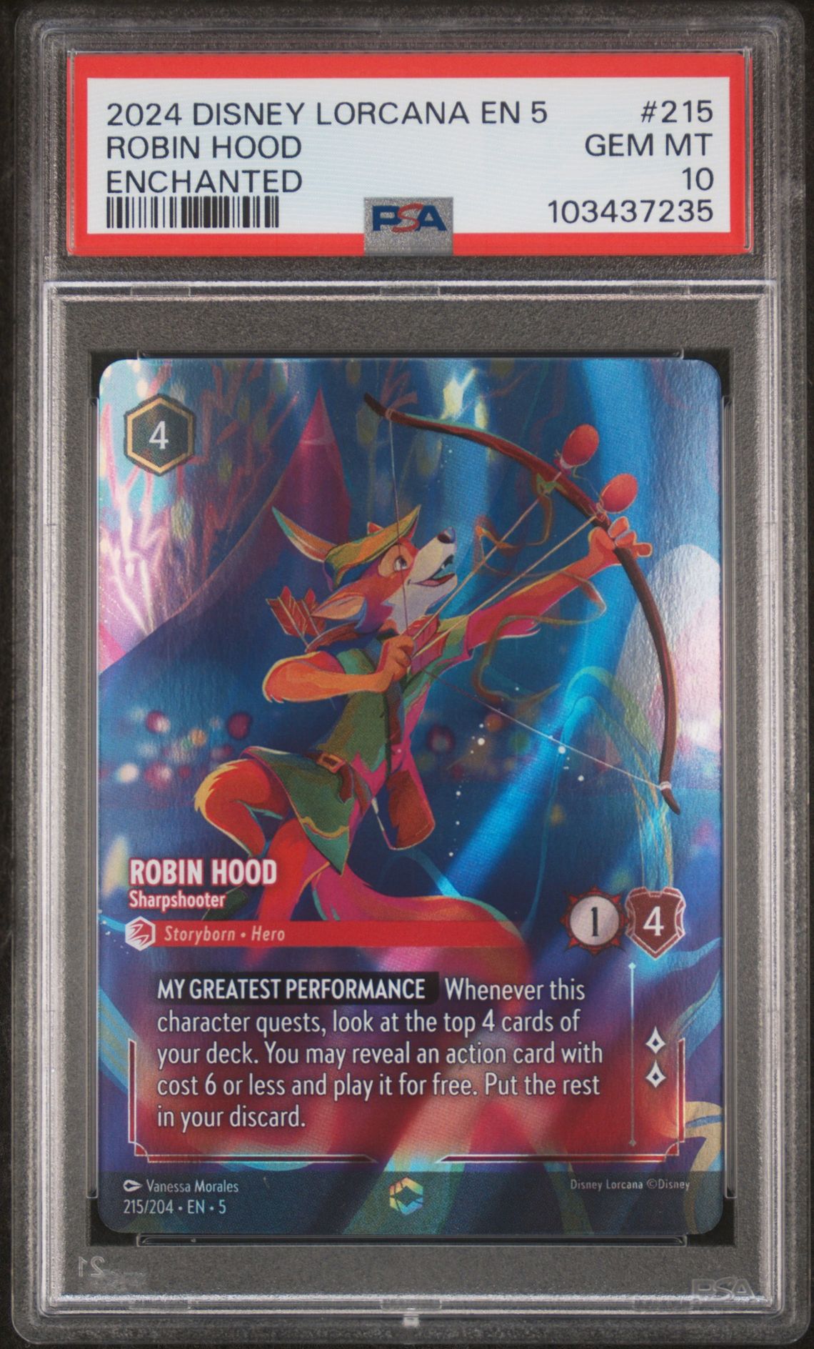 2024 Lorcana DISNEY LORCANA EN 5-SHIMMERING SKIES ENCHANTED #215 Robin Hood front