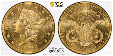 1907-D $20 MS62