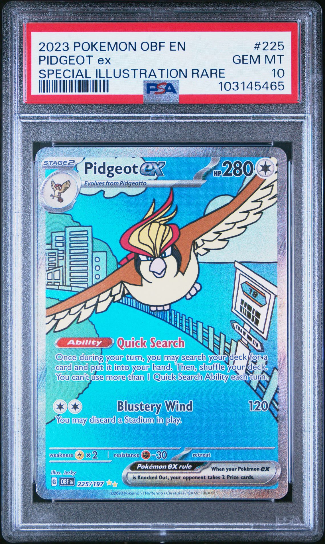 2023 Pokemon POKEMON OBF EN-OBSIDIAN FLAMES SPECIAL ILLUSTRATION RARE #225 Pidgeot Ex front