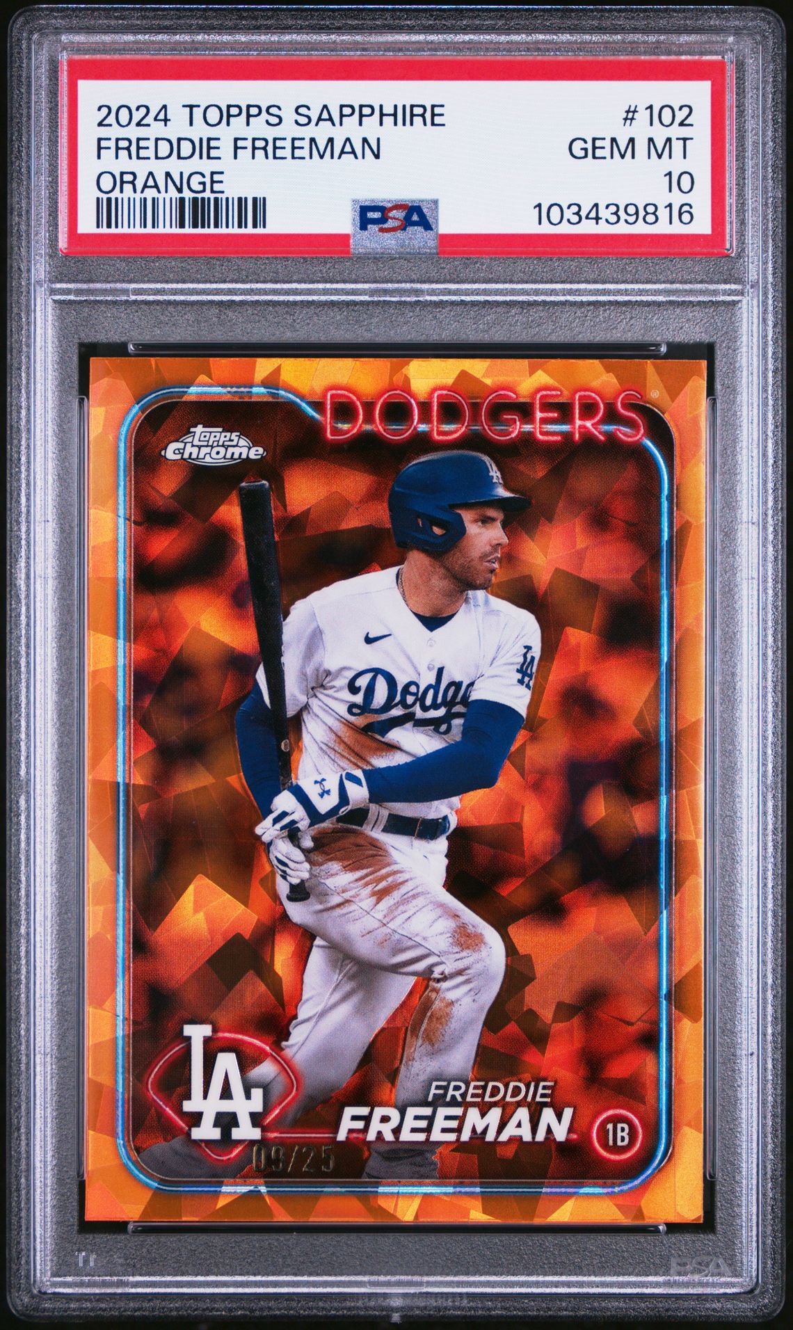 2024 Topps TOPPS CHROME SAPPHIRE ORANGE #102 Freddie Freeman front