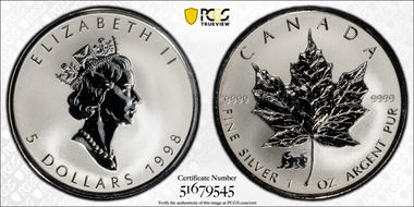 1998 $5 ML Tiger Privy SP69