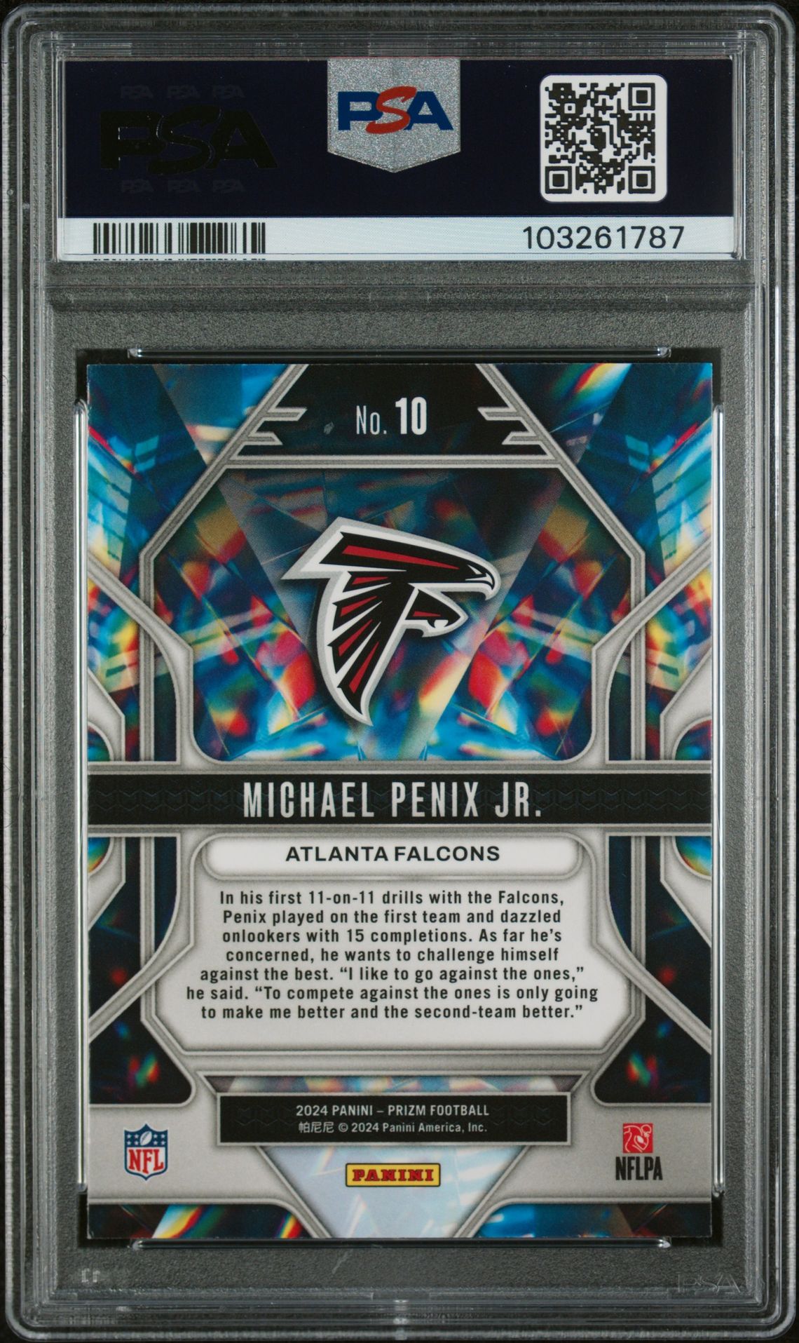 2024 Panini Prizm Prizmatic Michael Penix Jr. #10 Mint 9 back