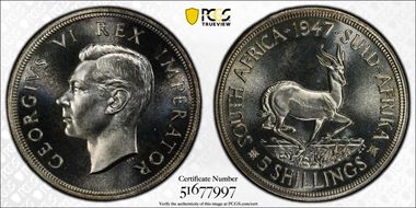 1947 5 Shil KM-31  Ag PR65