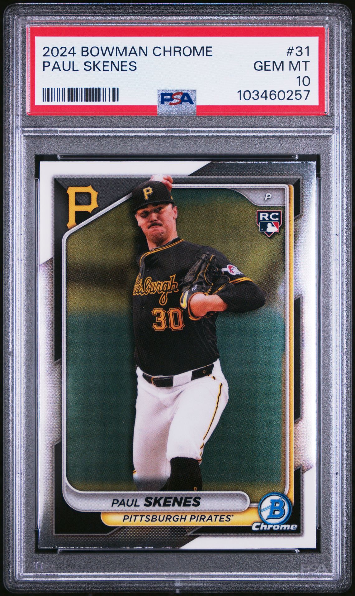 2024 Bowman Chrome Paul Skenes #31 Gem Mt 10 front