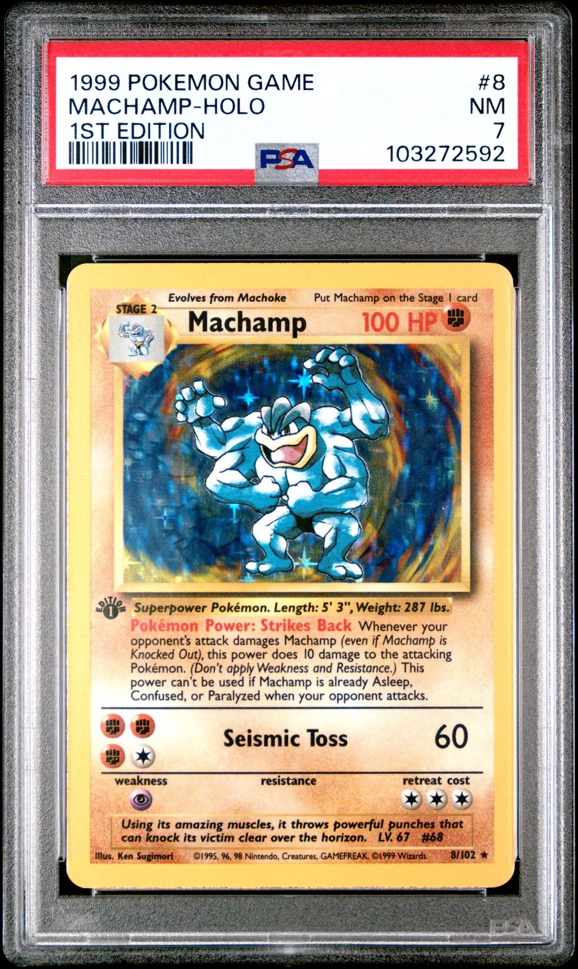 1999 Pokemon POKEMON GAME 1ST EDITION #8 Machamp-Holo front