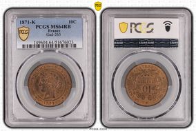 1871-K 10C Gad-265 MS64RB