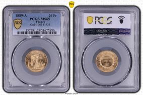 1889-A 20 Fr Gad-1063 F-533 MS65