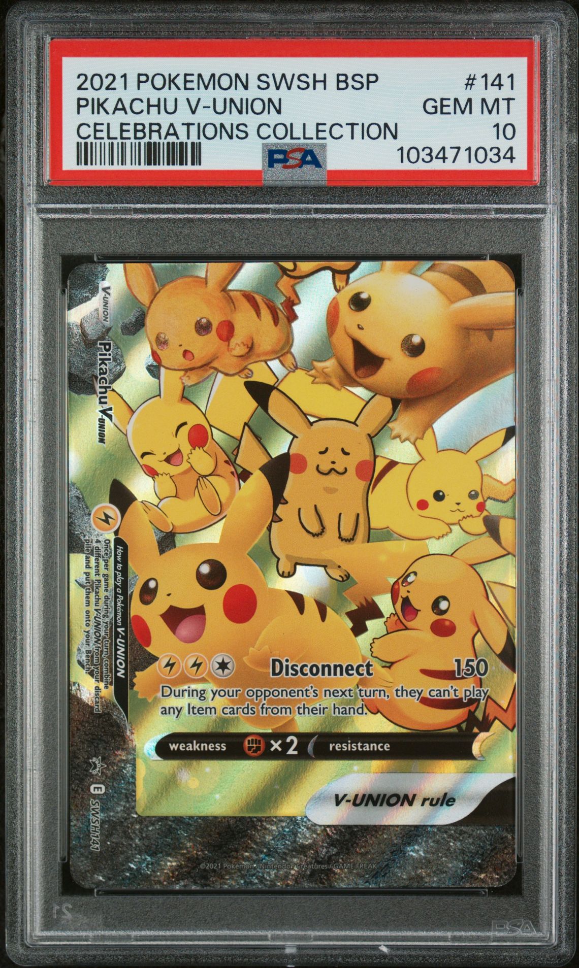 2021 Pokemon Sword & Shield Black Star Promos Pikachu V-Union #141 (Celebrations Collection) Gem Mt 10 front