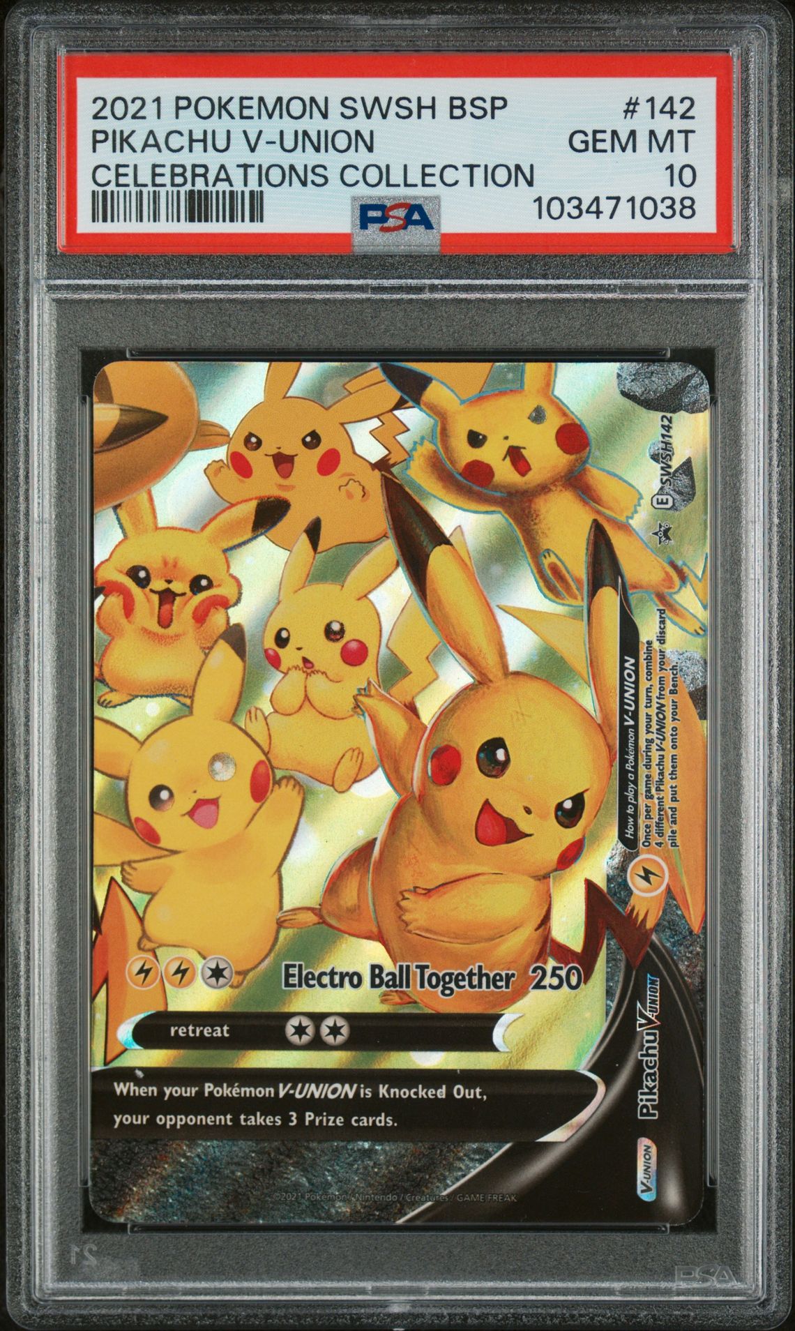 2021 Pokemon Sword & Shield Black Star Promos Pikachu V-Union #142 (Celebrations Collection) Gem Mt 10 front