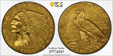 1908 $2.50 MS62