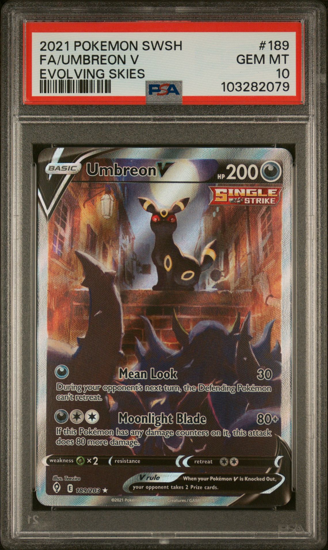 2021 Pokemon Evolving Skies #189 FA/Umbreon V front