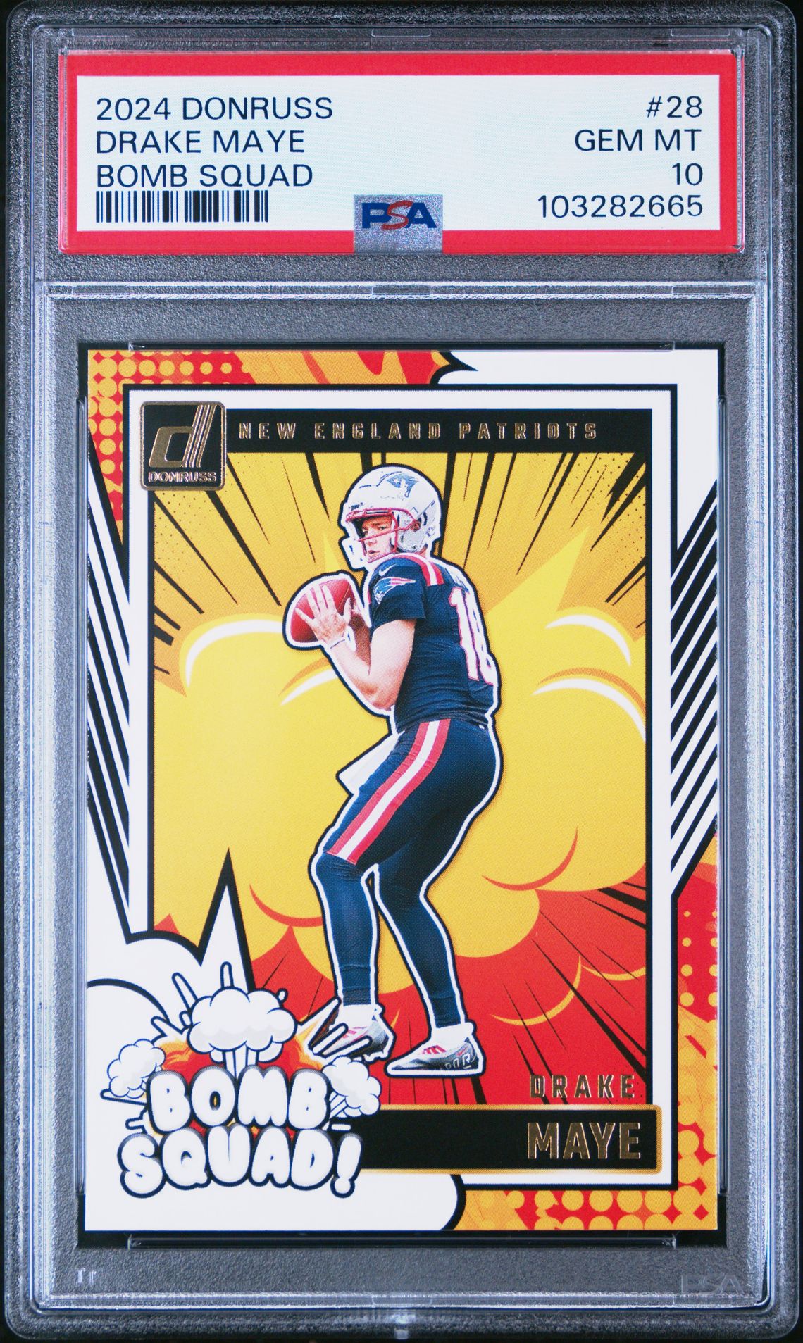 2024 Panini Donruss Bomb Squad Drake Maye #28 Gem Mt 10 front