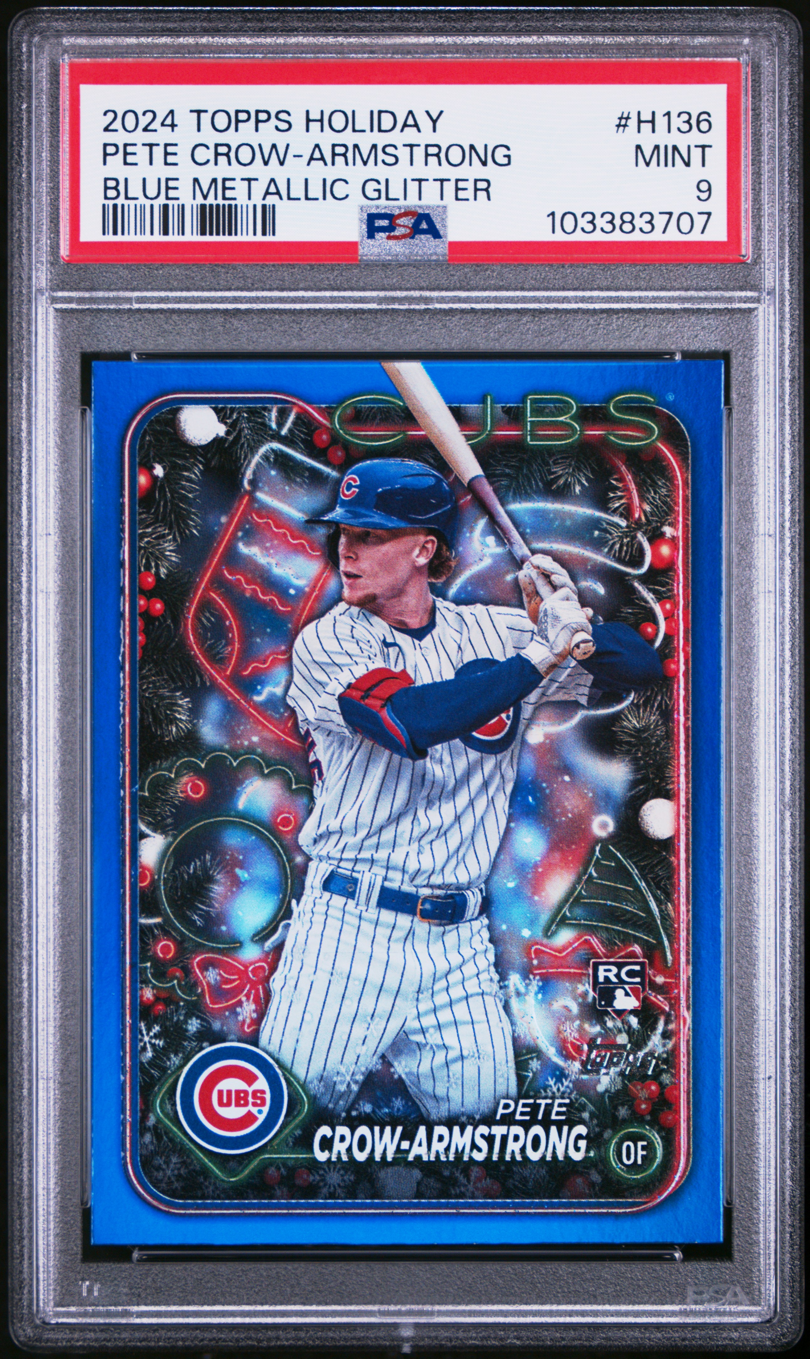 2024 Topps Holiday Pete Crow-Armstrong #H136 (Blue Metallic Glitter) Mint 9 front