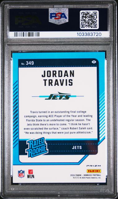 2024 Panini Donruss Jordan Travis #349 (Optic Preview-Red Pandora) Mint 9 back