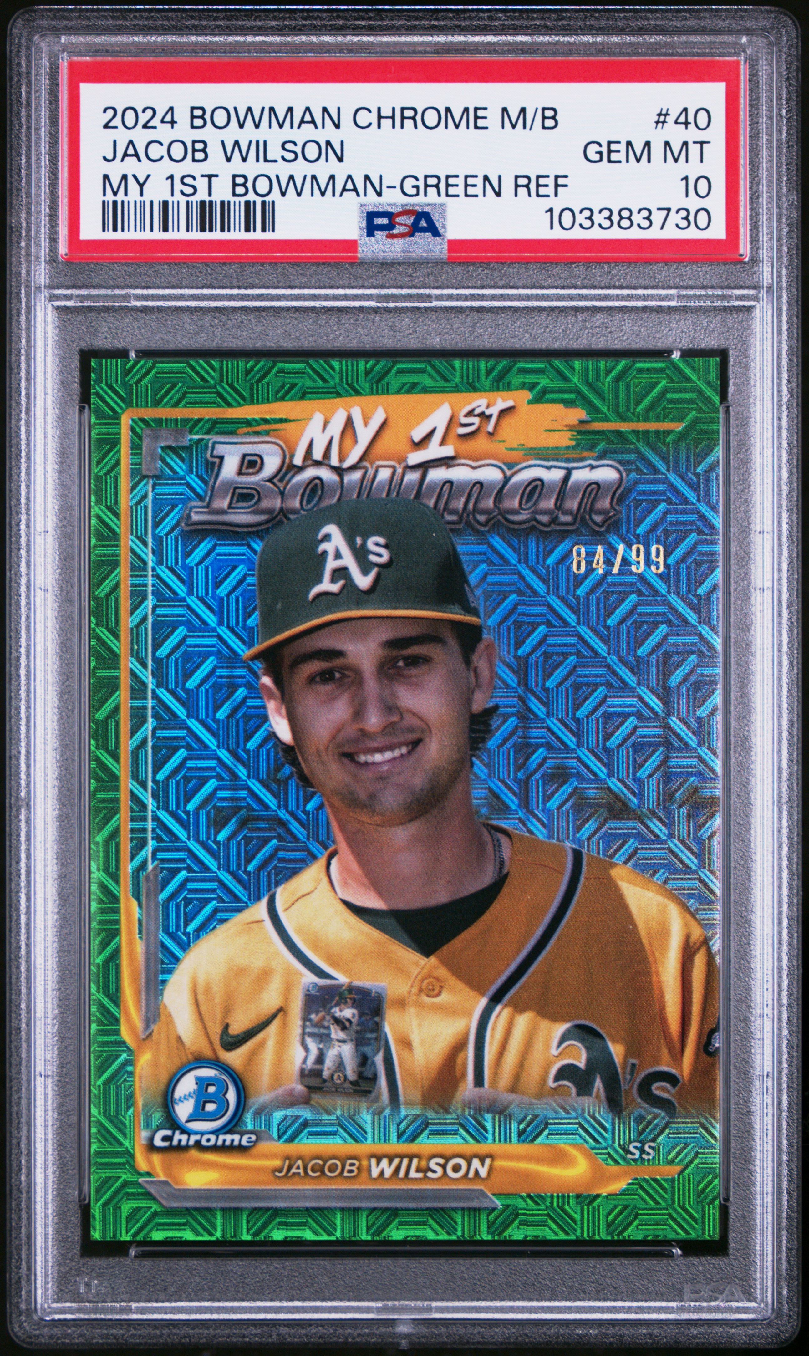 2024 Bowman Chrome Mega Box My 1St Bowman Jacob Wilson #40 (My 1St Bowman-Green Ref) Gem Mt 10 front