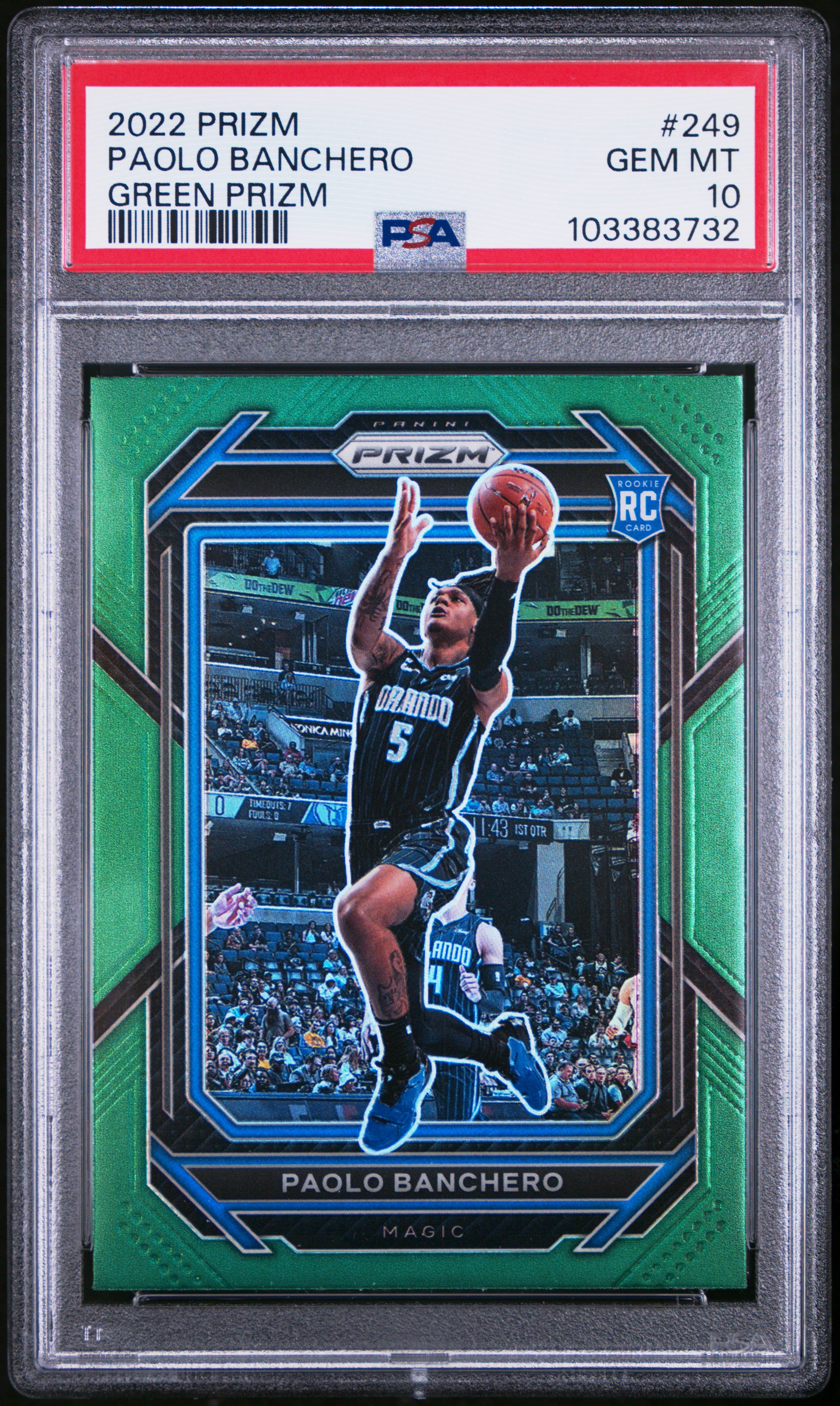 2022 Panini Prizm Paolo Banchero #249 (Green Prizm) Gem Mt 10 front