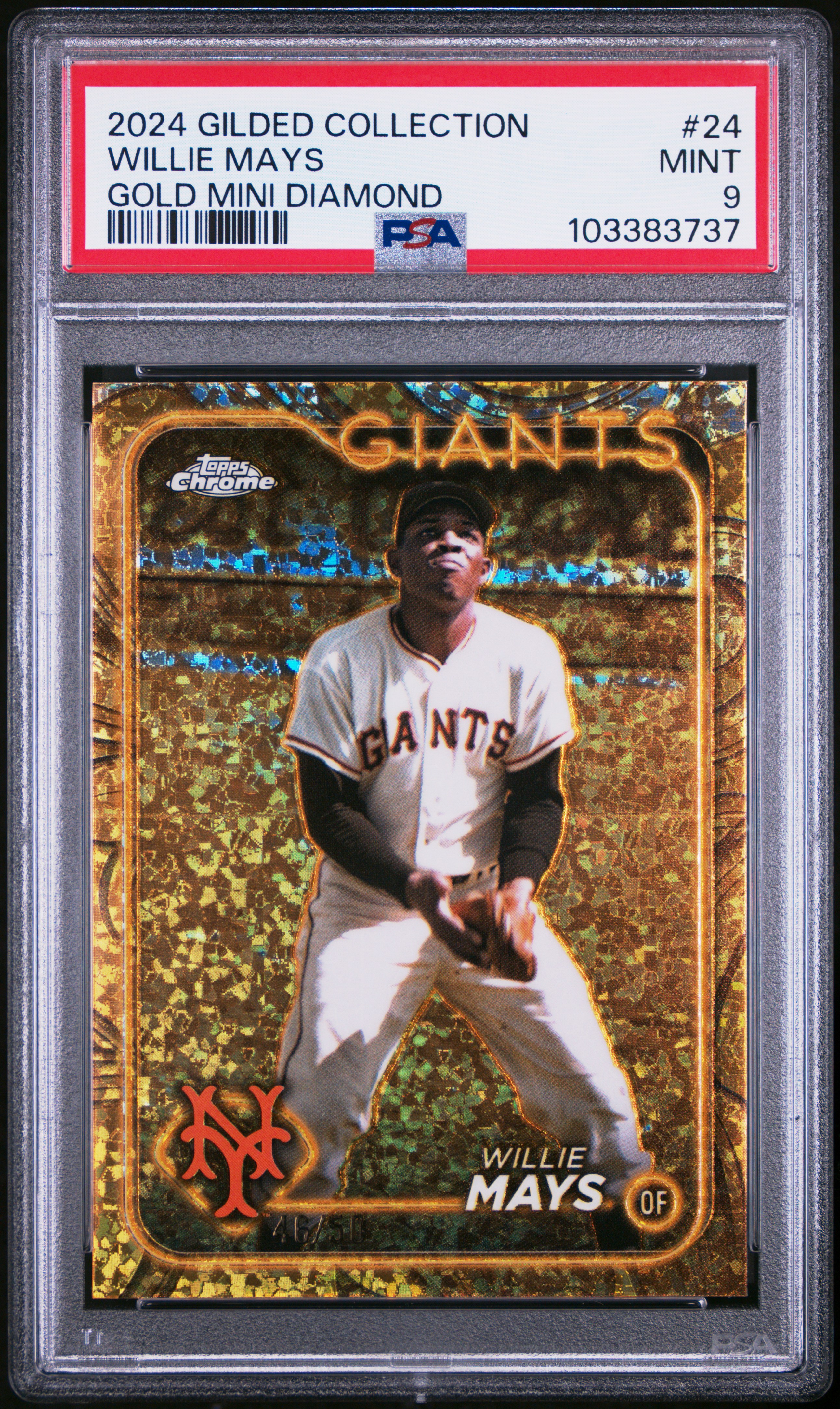 2024 Topps Gilded Collection Willie Mays #24 (Gold Mini Diamond) Mint 9 front